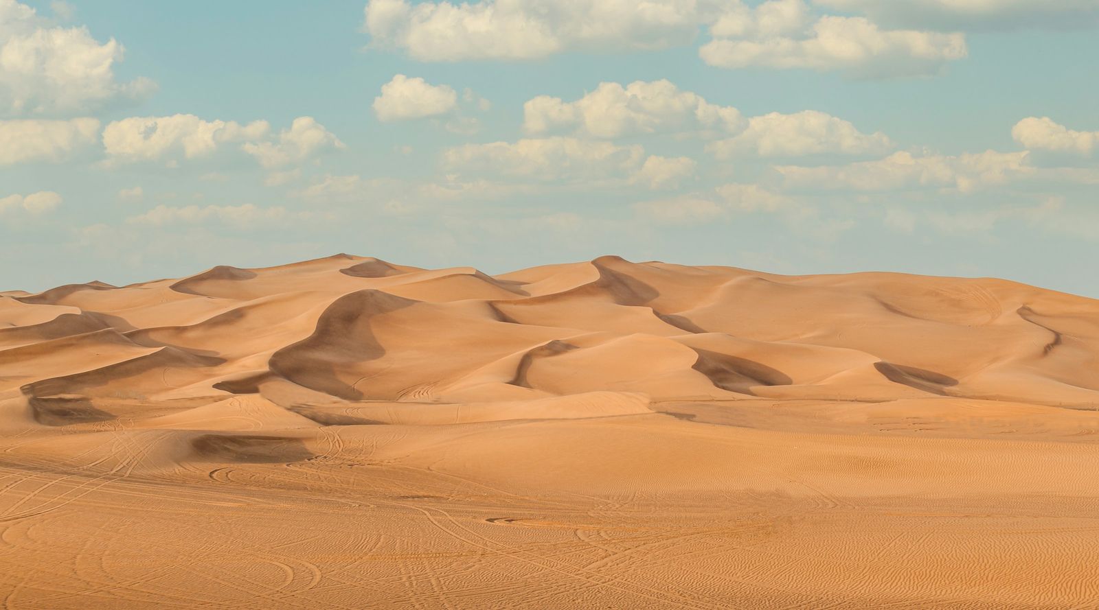 Wide red sand dunes near Lahbab, Dubai